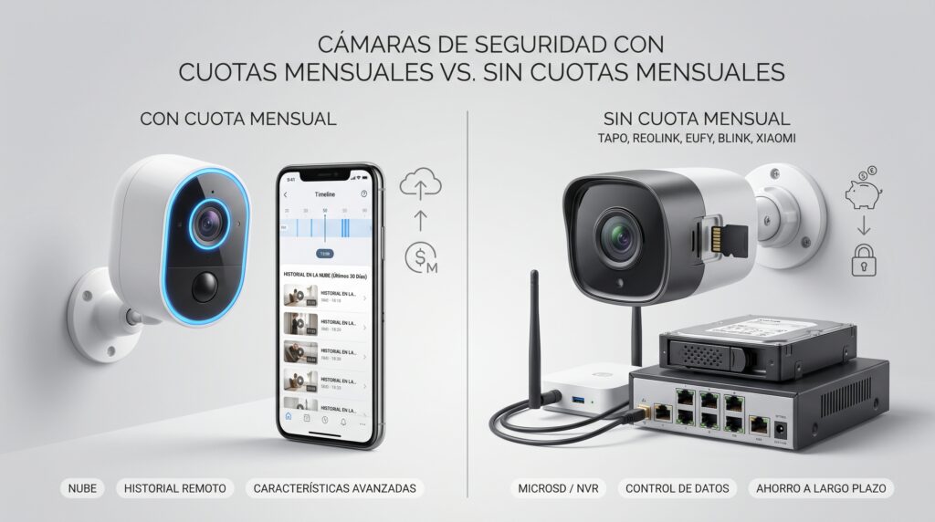 Comparativa entre cámaras de seguridad con cuotas mensuales y cámaras sin cuotas