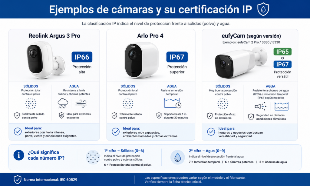 Comparativa real de cámaras Reolink, Arlo y eufy con su certificación IP