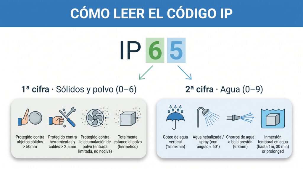 Infografía que explica cómo leer las dos cifras del código IP en cámaras
